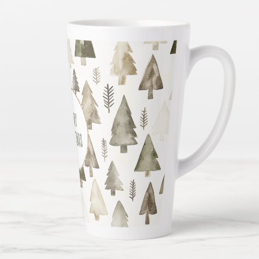 Olive Green Christmas Trees Gold Glitzer Circle Milchtasse (Rechts)