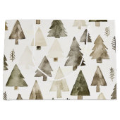 Olive Green Christmas Trees Große Geschenktüte (Vorderseite)