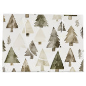 Olive Green Christmas Trees Große Geschenktüte (Rückseite)