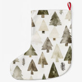 Olive Green Christmas Trees Großer Weihnachtsstrumpf (Rückseite)