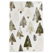 Olive Green Christmas Trees Mittlere Geschenktüte (Rückseite)