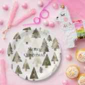 Olive Green Christmas Trees Pappteller (Party)
