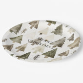 Olive Green Christmas Trees Pappteller (Schrägansicht)