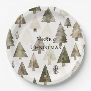 Olive Green Christmas Trees Pappteller