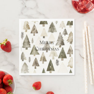 Olive Green Christmas Trees Serviette