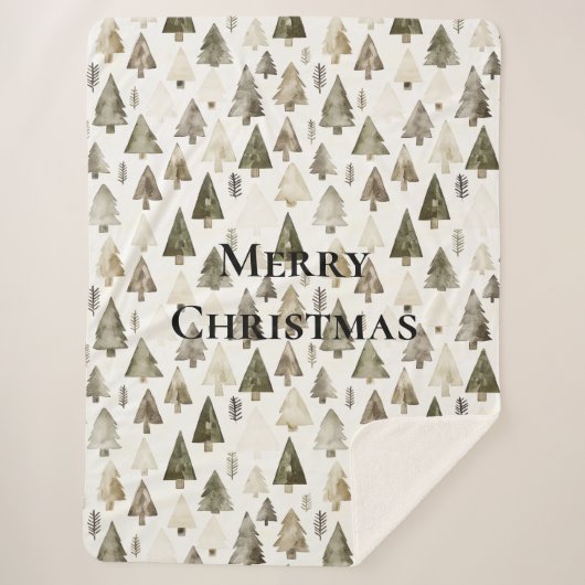 Olive Green Christmas Trees Sherpadecke (Vorderseite)