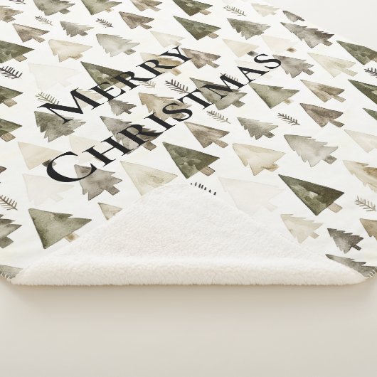 Olive Green Christmas Trees Sherpadecke (3/4)