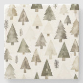 Olive Green Christmas Trees Steinuntersetzer (Vorderseite)