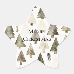 Olive Green Christmas Trees Stern-Aufkleber