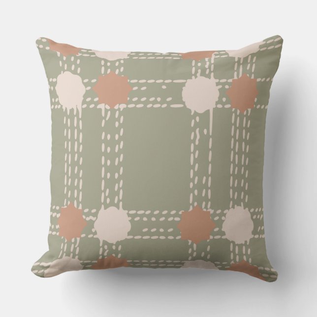 Olive Green Circle Muster Kissen (Vorderseite)