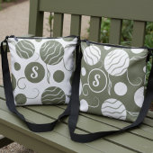 Olive Green Circles Monogram Tragetaschen Mit Langen Trägern