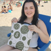 Olive Green Circles Monogram Tragetaschen Mit Langen Trägern