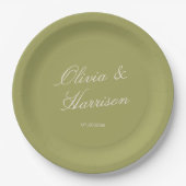 Olive Green Classic Wedding Pappteller (Vorderseite)