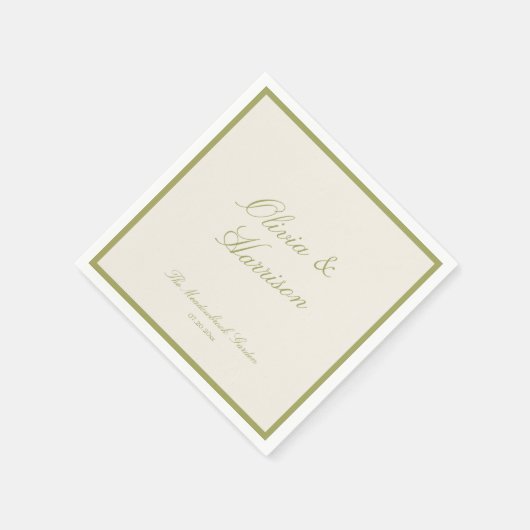 Olive Green Classic Wedding Serviette (Ecke)