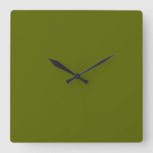 Olive Green Clock Quadratische Wanduhr