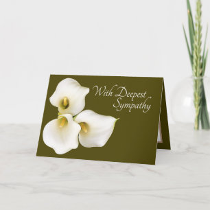Olive Green Color Background Calla Lilies Beileid Karte