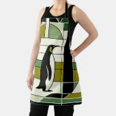 Olive Green Cream Geometric Pinguin Forest Retro Schürze (InSitu)