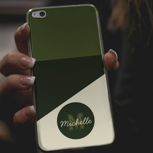 Olive green & Cream old money ästhetische MOnogram Case-Mate iPhone Hülle