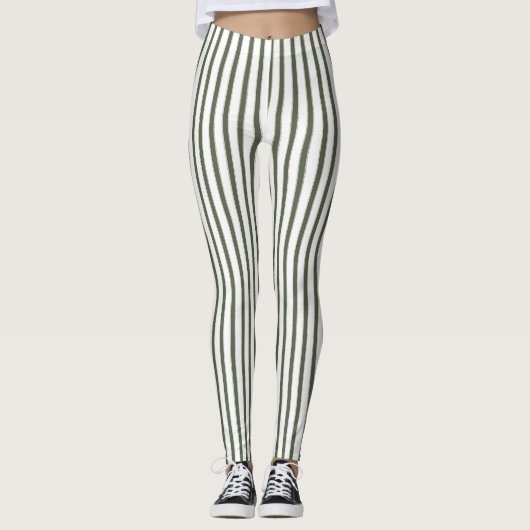 Olive Green Cream Stripes Leggings (Vorderseite)