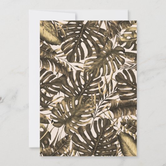 Olive Green & Cream Tropical Palm Blätter Hochzeit Einladung (Rückseite)
