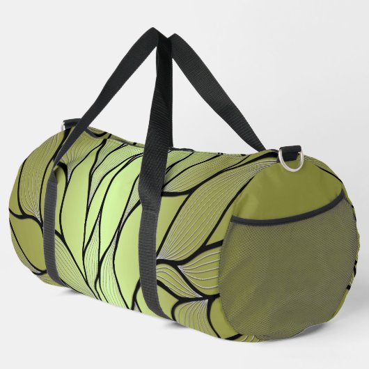 Olive Green Creative Verlass Pattern Duffle Bag (Rechte Ecke)