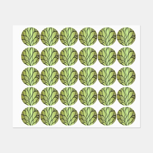 Olive Green Creative Verlass Pattern Etiketten (Blatt)