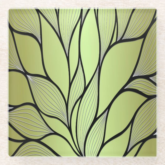 Olive Green Creative Verlass Pattern Glasuntersetzer (Vorderseite)