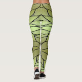 Olive Green Creative Verlass Pattern Leggings (Rückseite)