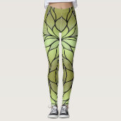 Olive Green Creative Verlass Pattern Leggings (Vorderseite)