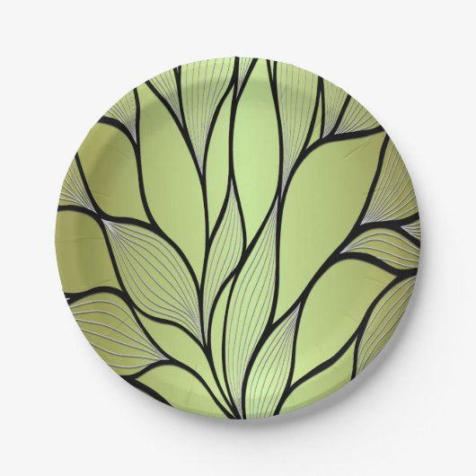Olive Green Creative Verlass Pattern Pappteller (Vorderseite)