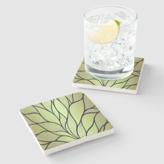 Olive Green Creative Verlass Pattern Steinuntersetzer (Seitenansicht)
