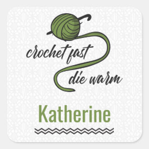 Olive Green Crochet schnell, Die warm Quadratischer Aufkleber