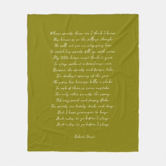 Olive Green Custom Poem Song Lyric Quote  Fleecedecke (Vorderseite)