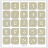 Olive Green Customizable Square Number Stickers  Aufkleber (Blatt)