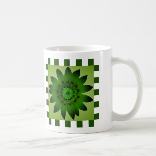 Olive Green Daisy Blume, Muster Streifen - Tasse (Rechts)