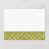 Olive Green Damask auf der Einladung zur White Wed (Rückseite)