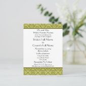Olive Green Damask auf der Einladung zur White Wed (Stehend Vorderseite)