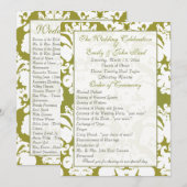 Olive Green Damask Hochzeitsprogramm Programm (Vorne/Hinten)