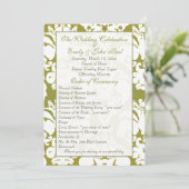 Olive Green Damask Hochzeitsprogramm Programm (Stehend Vorderseite)