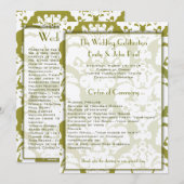 Olive Green Damask Hochzeitsprogramm Programm (Vorne/Hinten)