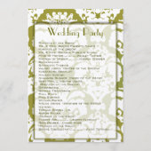Olive Green Damask Hochzeitsprogramm Programm (Rückseite)