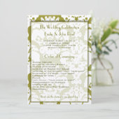 Olive Green Damask Hochzeitsprogramm Programm (Stehend Vorderseite)