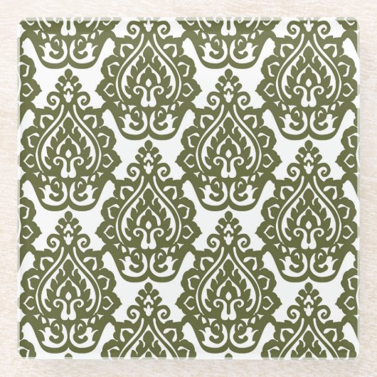 Olive Green Damask Untersetzer (Vorderseite)