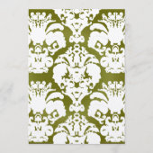 Olive Green Damask Wedding Menu Menükarte (Vorderseite)