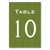 Olive Green Damask Wedding Tischnummer 10 (Rückseite)