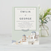 Olive Green Destination Wedding | Elegant  Einladung (Stehend Vorderseite)