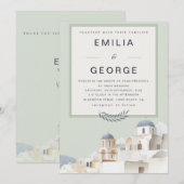 Olive Green Destination Wedding | Elegant  Einladung (Vorne/Hinten)