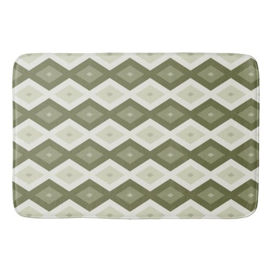 Olive Green Diamant Muster Badematte (Vorderseite)