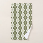 Olive Green Diamant Muster Badhandtuch Set (Handtuch)