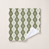 Olive Green Diamant Muster Badhandtuch Set (Waschlappen)